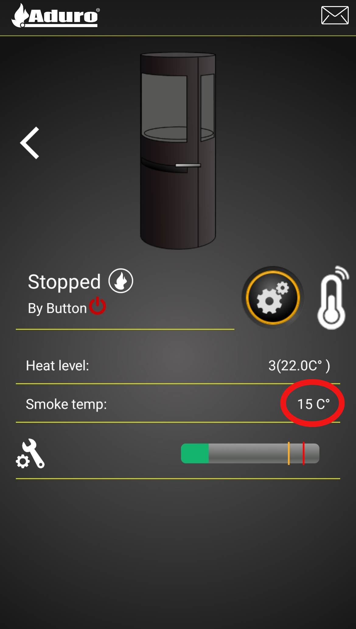 Markering af temperatur i Aduro hybrid app