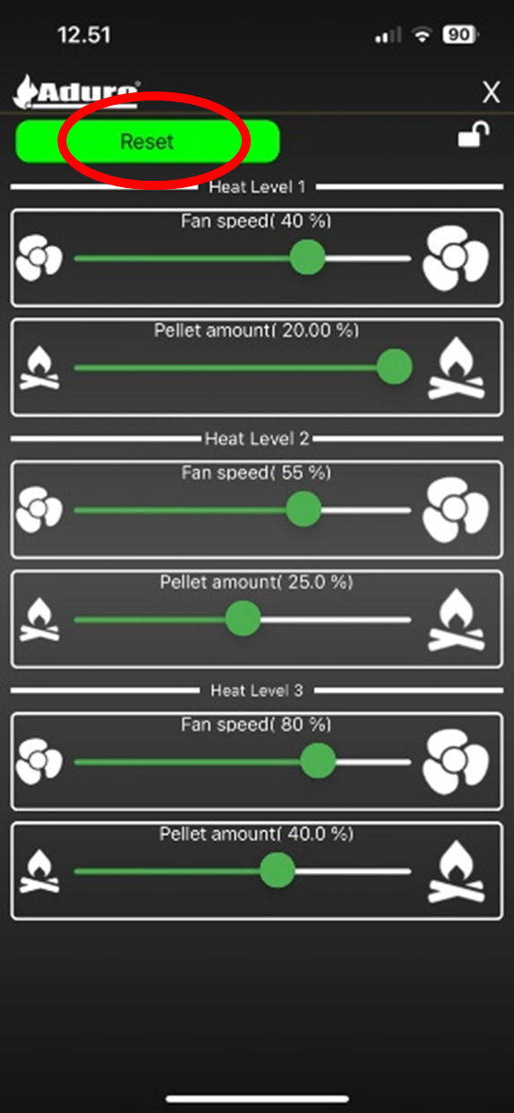 Markering af reset i hybrid-app