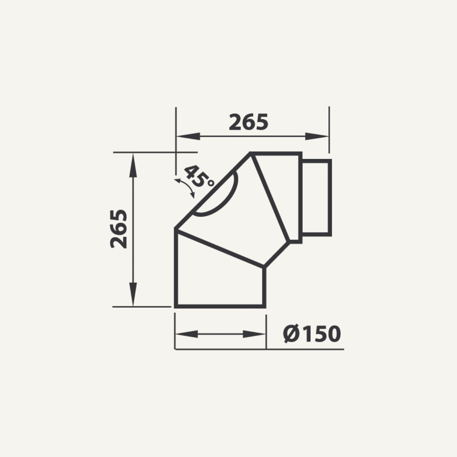 Bøjning m/ renselåge - 2 x 45°
