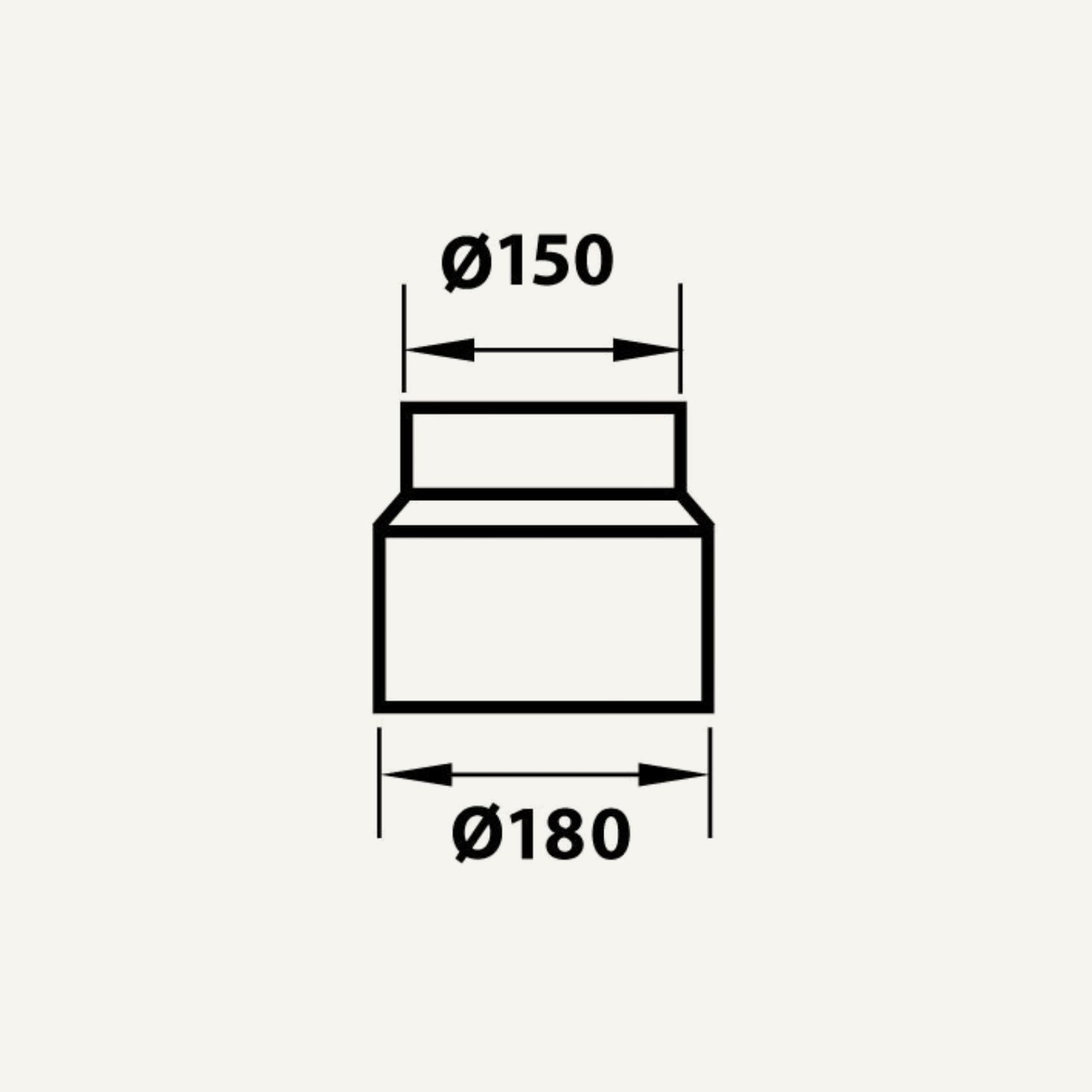 Reduktion ø148 udv/ø180 indv sort