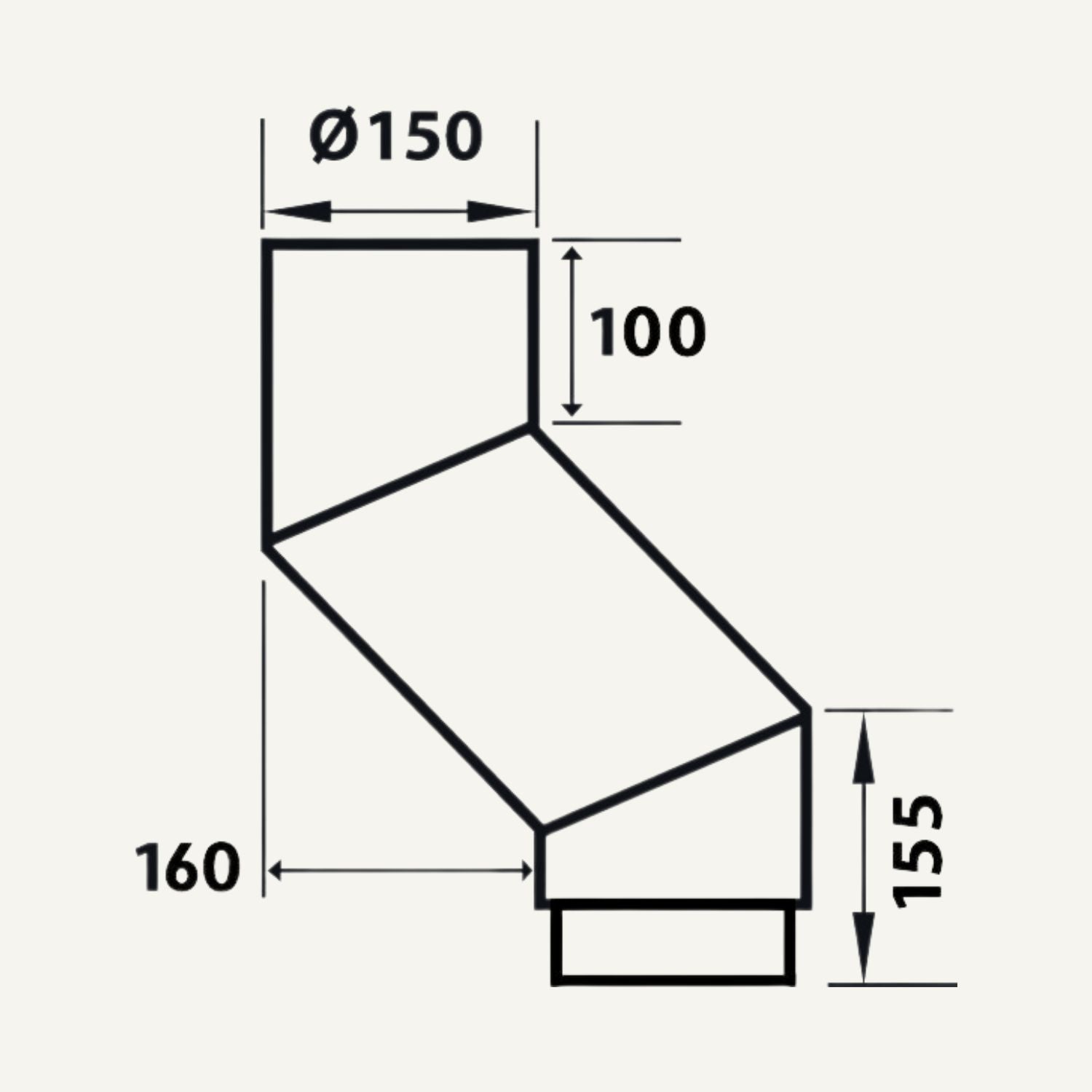 S-Bøjning, 160 mm