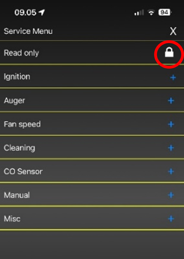 Markering af lås i Aduro Hybrid Appen