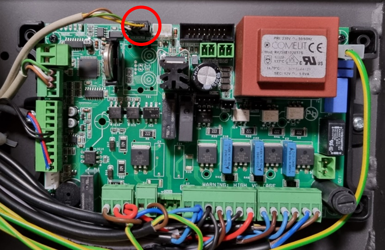 Markering af forbindelse mellem styrringprint og Wi-Fi modul