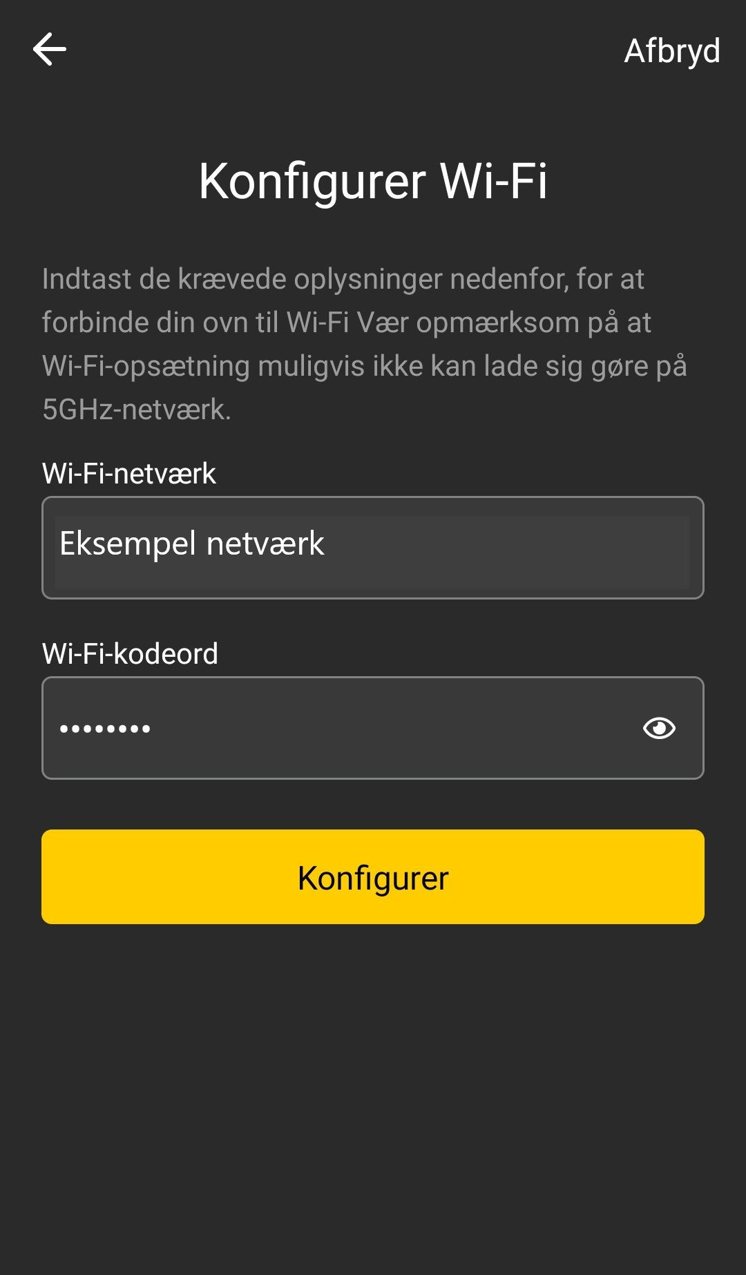 Konfigurering af Wi-Fi i Aduro Pellet Stove App